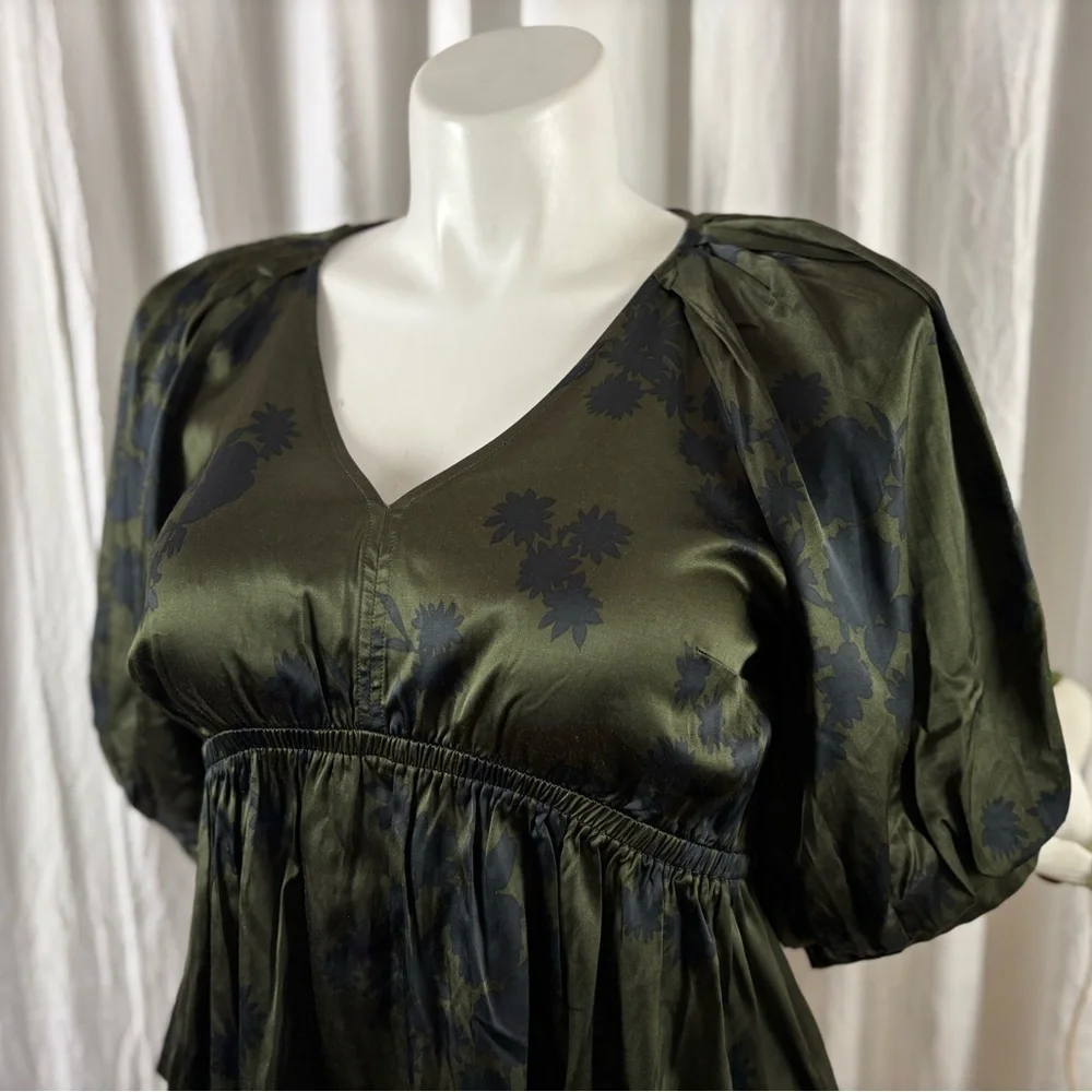 Madewell Dark Green Floral Blouse